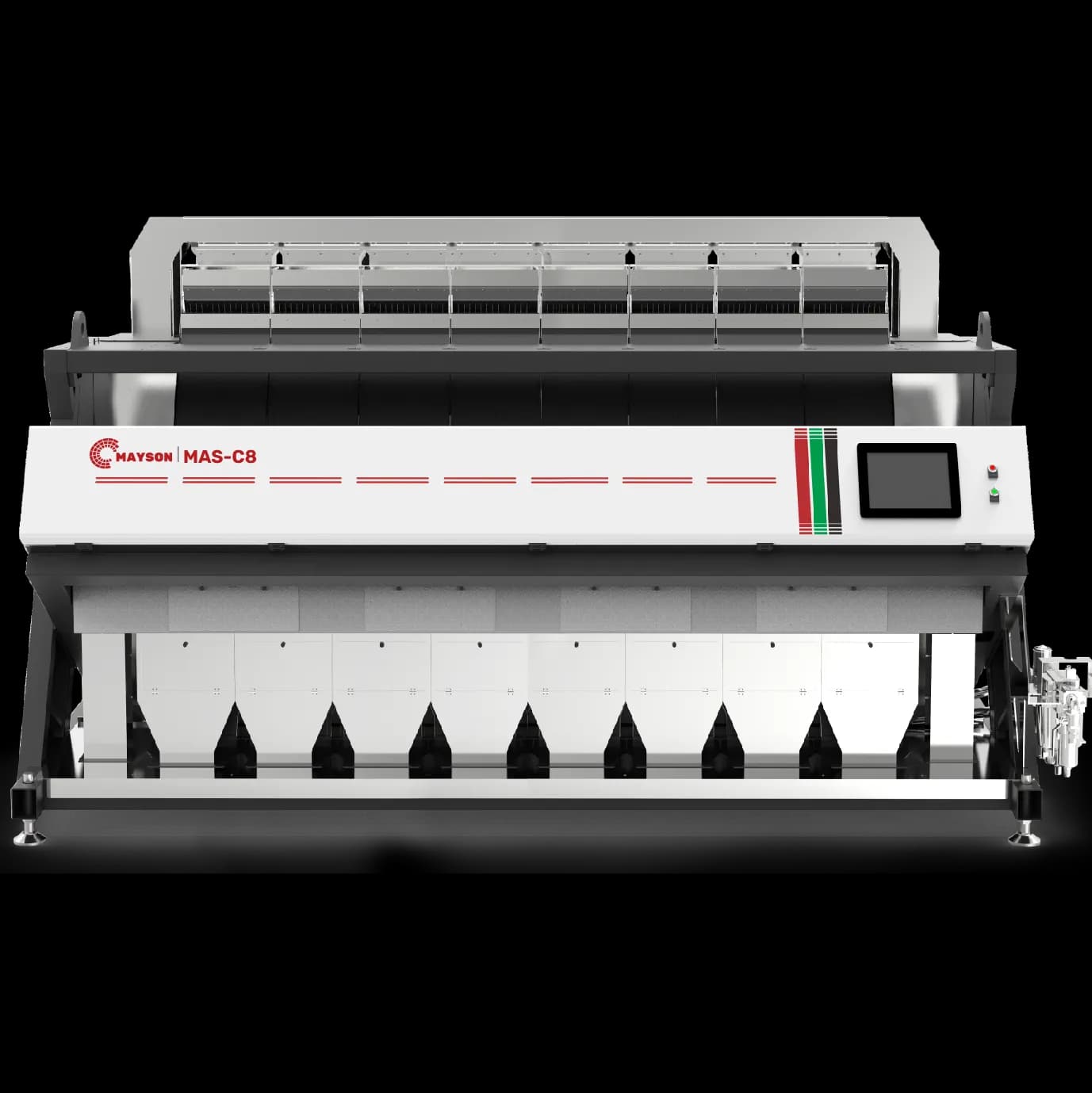 Mayson MAS-C plastic color sorter, front view.