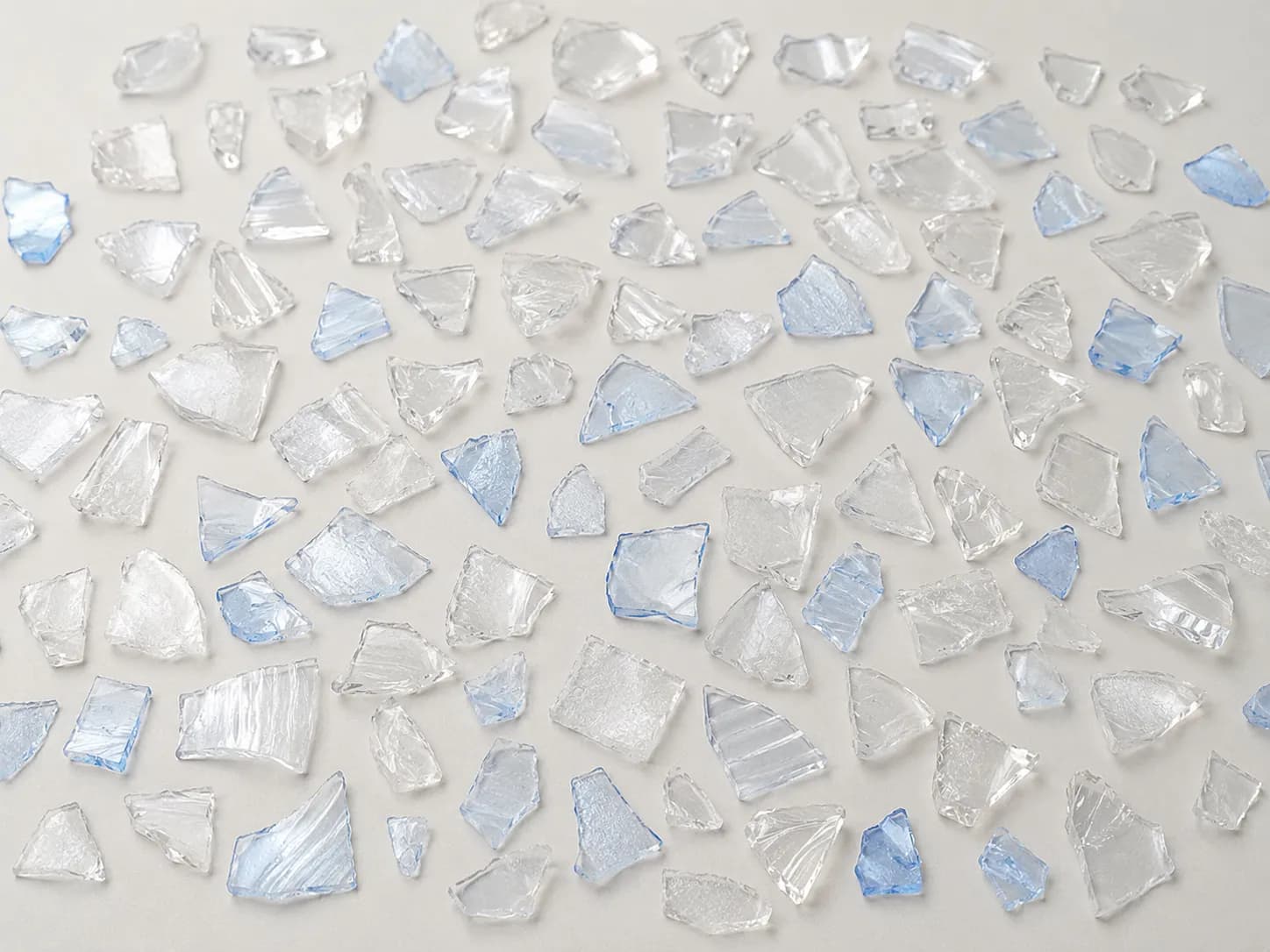 Purified PET flakes after non-PET removal.