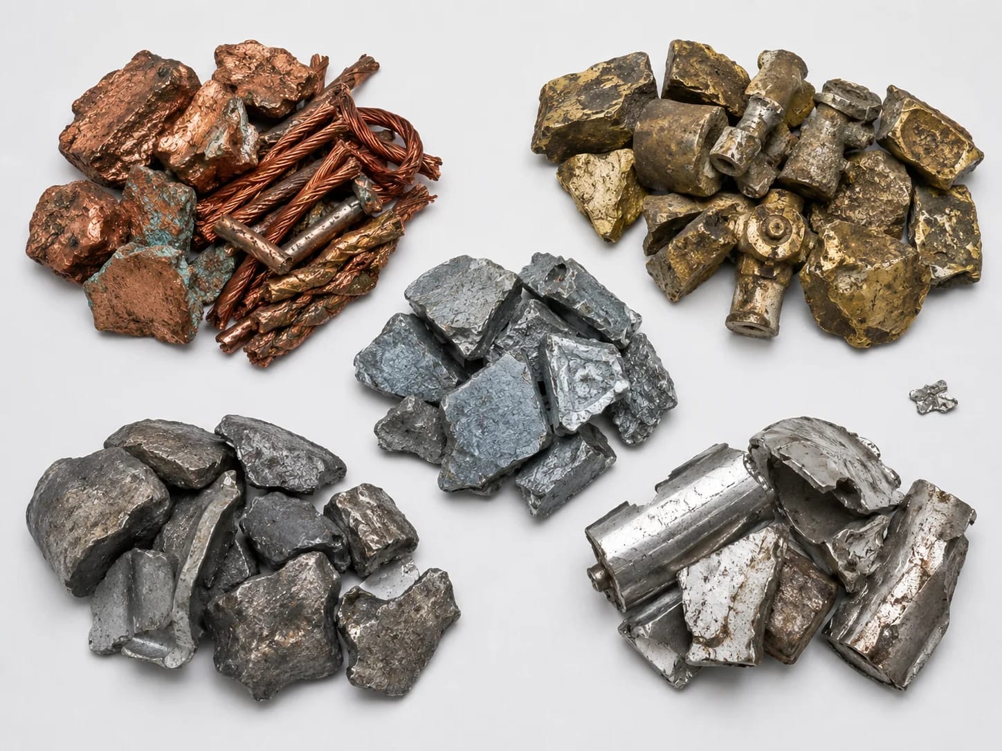 Copper, brass, zinc, lead and stainless steel reject fraction removed from aluminum scrap.