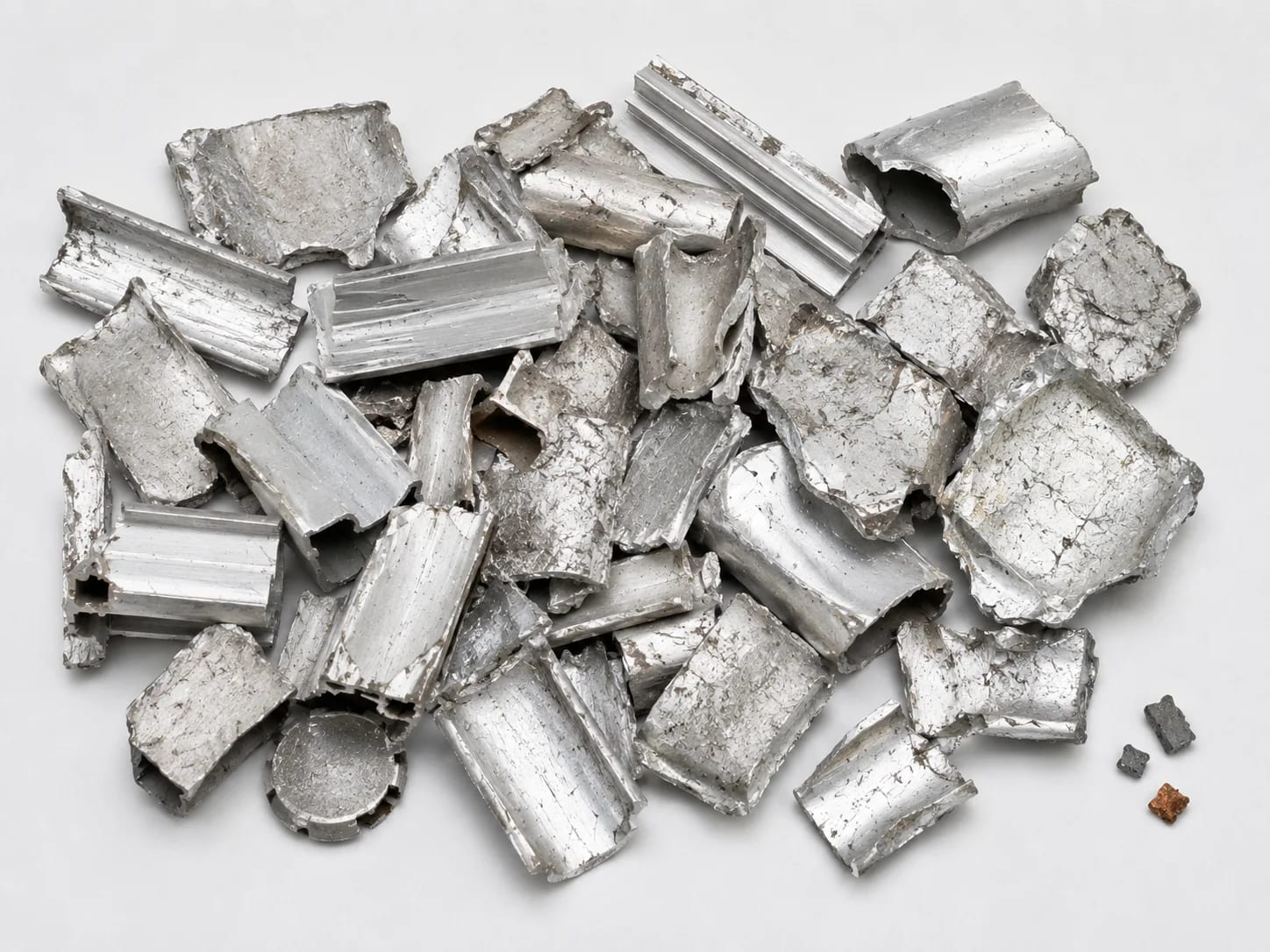 Upgraded recycled aluminum fraction after XRT heavy metal removal.