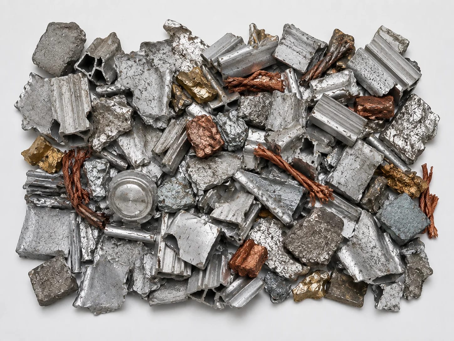 Coarse Zorba mixed non-ferrous scrap with aluminum and heavy metal contaminants.