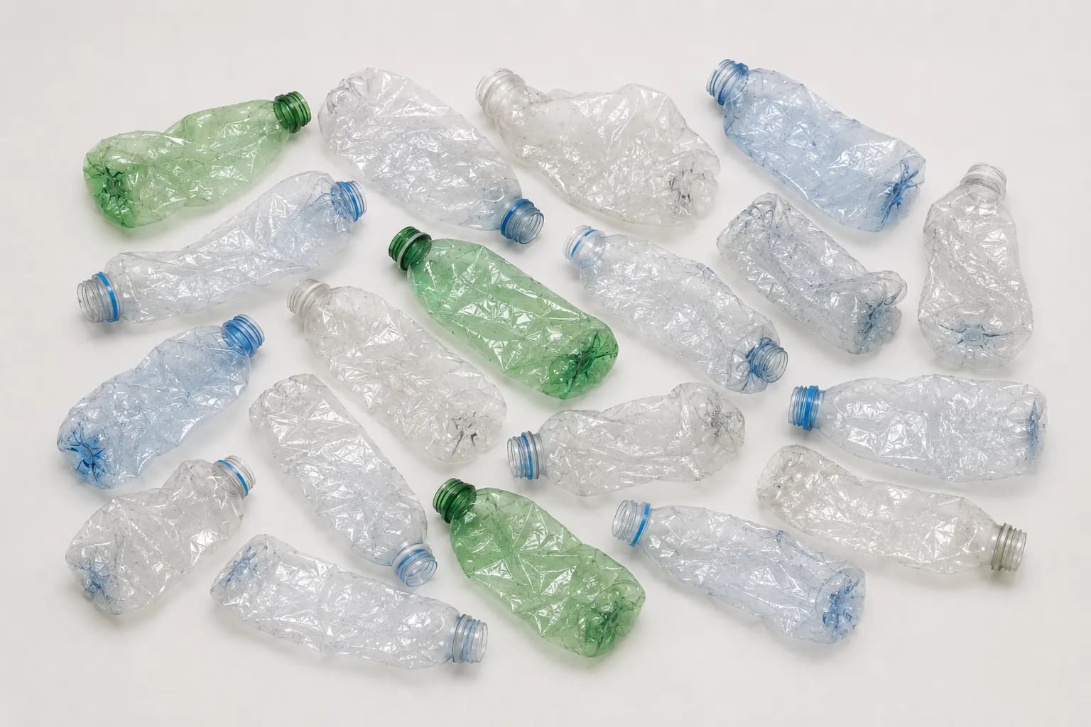 Accepted mixed-color bottle stream from MAS-B sorting