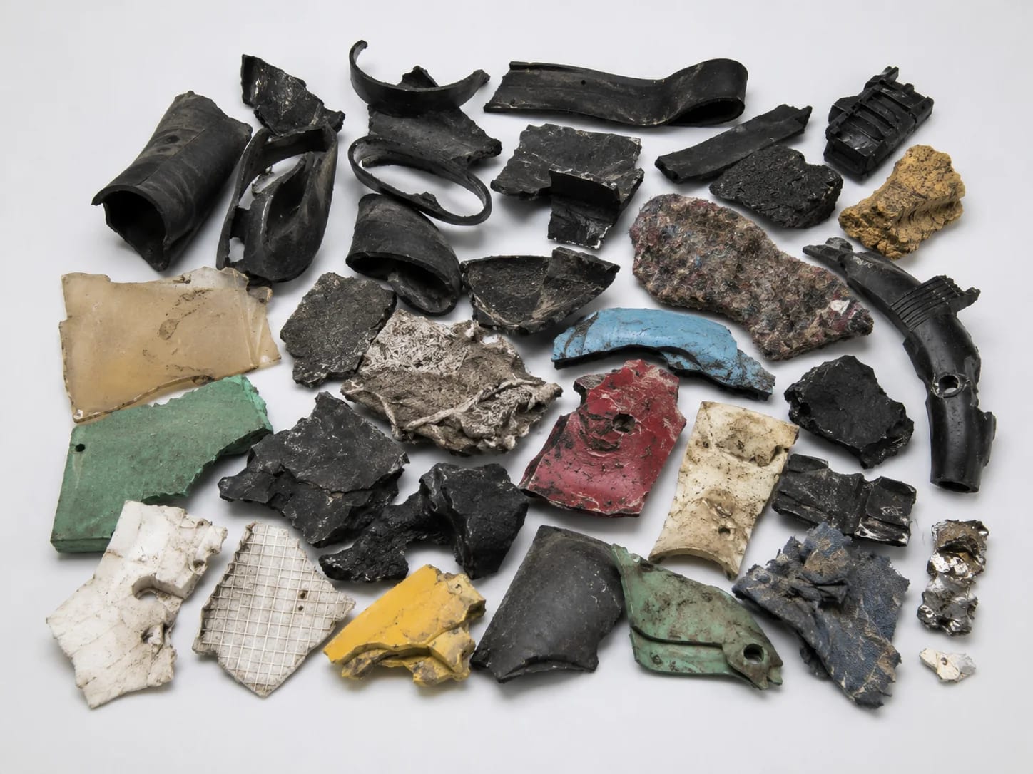 Rubber, plastic, foam and non-metal reject fraction from ASR or e-waste sorting.