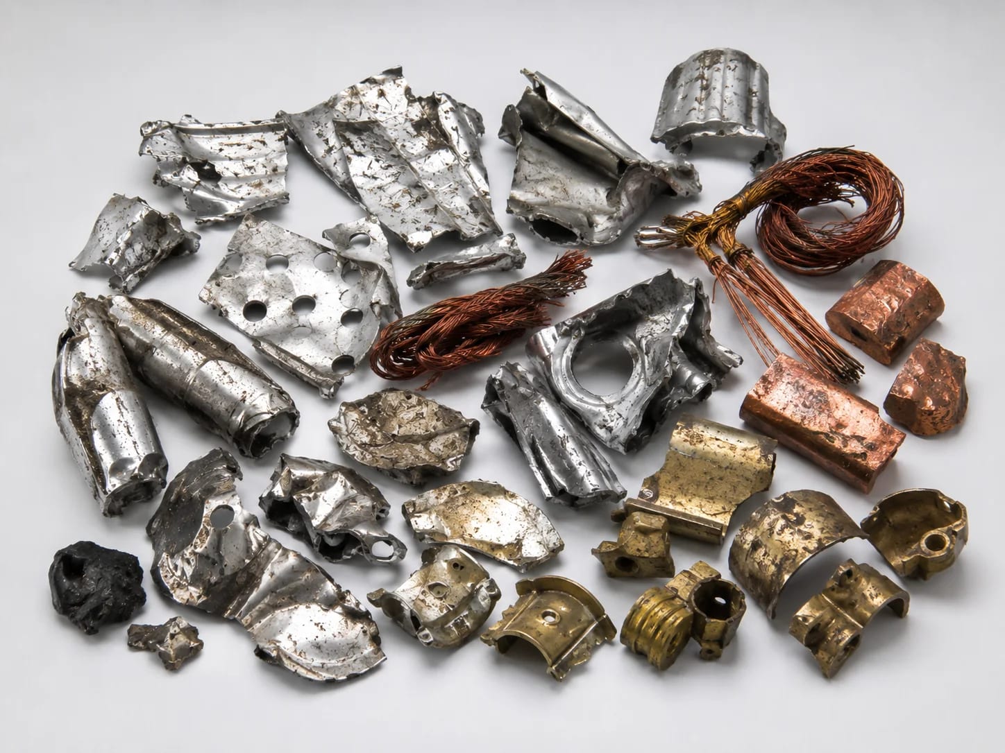 Recovered aluminum, stainless steel, copper and brass fraction from complex residue.
