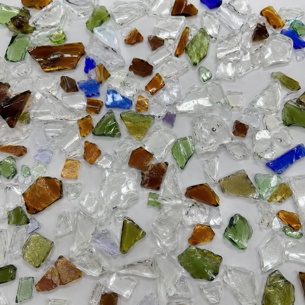 Mixed recycled glass cullet prepared for optical sorting