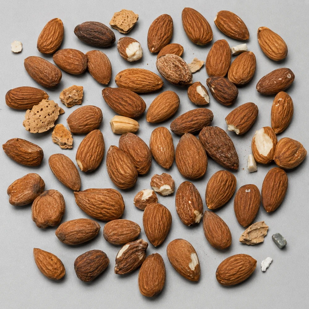 Mixed nut kernel feed prepared for optical sorting